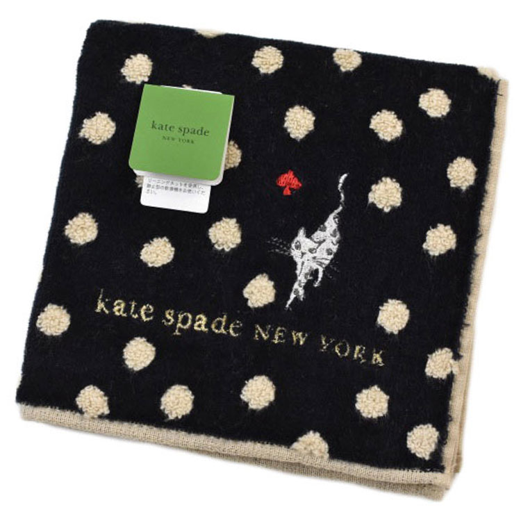 ケイトスペード ニューヨーク タオルハンカチ タオル ハンカチ 1枚 レディース 綿 高級 ブランド ハイブランド kate spade new york 黒 ドット ネコ ねこ 女性 婦人 母の日 20代 30代 40代 50代 60代 70代 プレゼント ギフト おしゃれ かわいい ハンドタオル ポイント消化