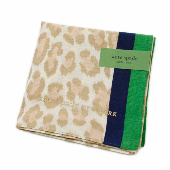 ケイト スペード ニューヨーク ハンカチ レディース 1枚 ブランド kate spade new york レオパード ベージュ グリーン ネイビー ロゴ プリント 女性 婦人 ケート 母の日 20代 30代 40代 50代 60代 プレゼント ギフト おしゃれ かわいい 大人 ホワイトデー ポイント消化
