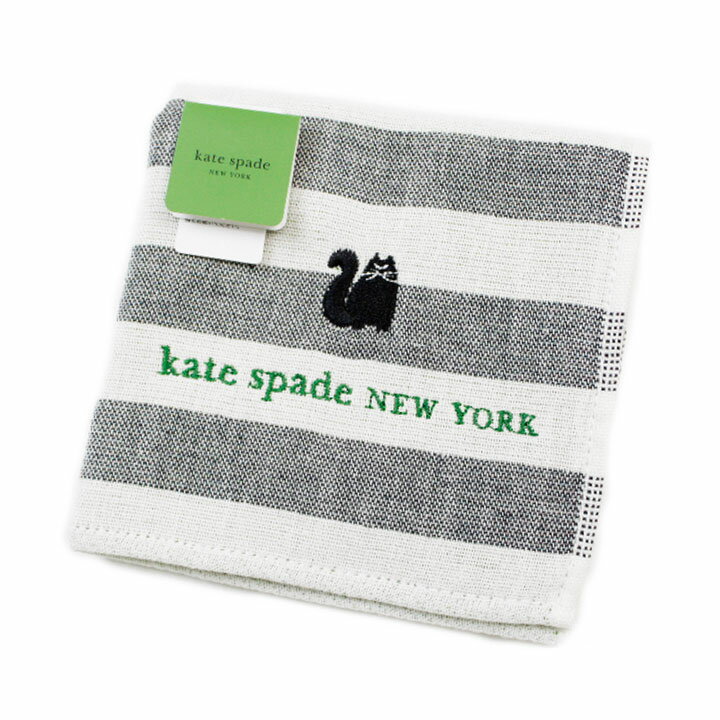 ケイトスペード ニューヨーク タオルハンカチ ガーゼ タオル ハンカチ 1枚 レディース 綿 ブランド kate spade new york 白 ホワイト 黒 ブラック ボーダー ネコ ねこ 女性 婦人 20代 30代 40代 50代 60代 プレゼント ギフト おしゃれ ハンドタオル ポイント消化