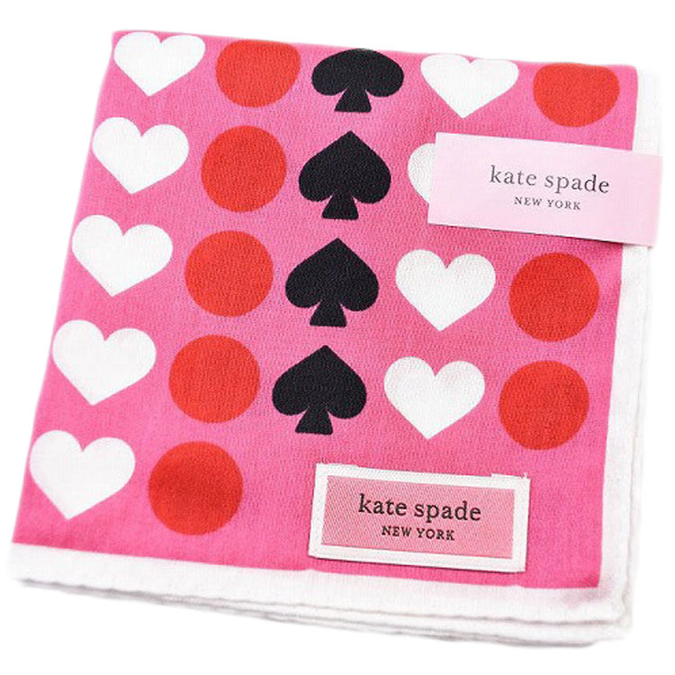 ケイトスペード ニューヨーク ハンカチ レディース 綿 高級 ブランド ハイブランド kate spade new york ピンク サークル ハート ロゴ ケート 女性 婦人 母の日 20代 30代 40代 50代 60代 70代 プレゼント ギフト おしゃれ かわいい 大人 ホワイトデー ポイント消化 x1x