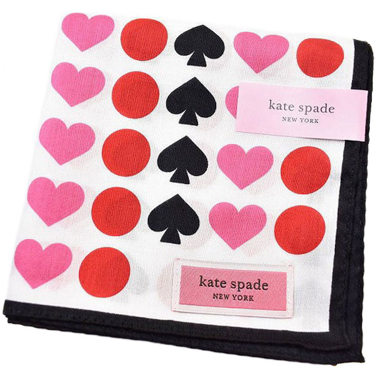 ケイトスペード ニューヨーク ハンカチ レディース 綿 高級 ブランド ハイブランド kate spade new york 白 ホワイト サークル ハート ロゴ ケート 女性 婦人 母の日 20代 30代 40代 50代 60代 70代 プレゼント ギフト おしゃれ かわいい 大人 ホワイトデー ポイント消化