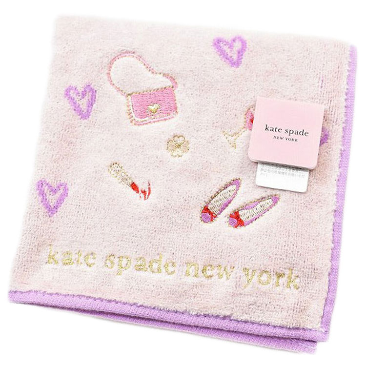 ケイトスペード ニューヨーク タオルハンカチ タオル ハンカチ 1枚 レディース 綿 高級 ブランド ハイブランド kate spade new york パープル ハート 女性 婦人 母の日 20代 30代 40代 50代 60代 70代 プレゼント ギフト おしゃれ かわいい ハンドタオル ポイント消化