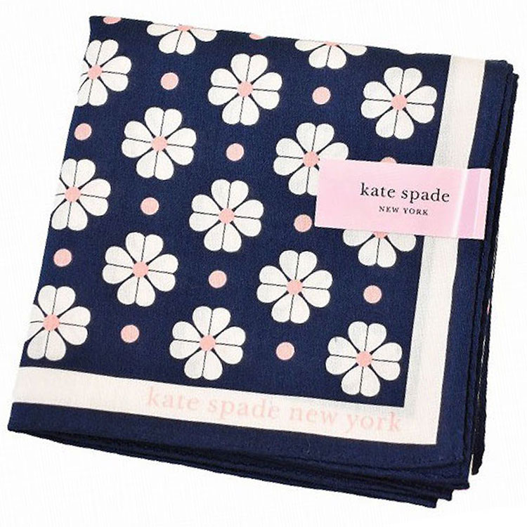 ケイトスペード ニューヨーク ハンカチ レディース 綿 高級 ブランド ハイブランド kate spade new york ネイビー 紺 クローバー ドット ロゴ ケート 女性 婦人 母の日 20代 30代 40代 50代 60代 70代 プレゼント ギフト おしゃれ かわいい 大人 ホワイトデー ポイント消化