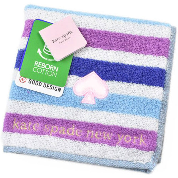 ケイトスペード ニューヨーク タオルハンカチ タオル ハンカチ 1枚 レディース 綿 高級 ブランド ハイブランド kate spade new york 青 パープル ボーダー 女性 婦人 母の日 20代 30代 40代 50代 60代 70代 プレゼント ギフト おしゃれ かわいい ハンドタオル ポイント消化