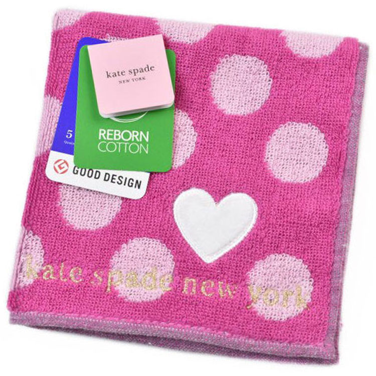 ケイトスペード ニューヨーク タオルハンカチ タオル ハンカチ 1枚 レディース 綿 高級 ブランド ハイブランド kate spade new york ピンク ドット ハート 女性 婦人 母の日 20代 30代 40代 50代 60代 70代 プレゼント ギフト おしゃれ かわいい ハンドタオル ポイント消化