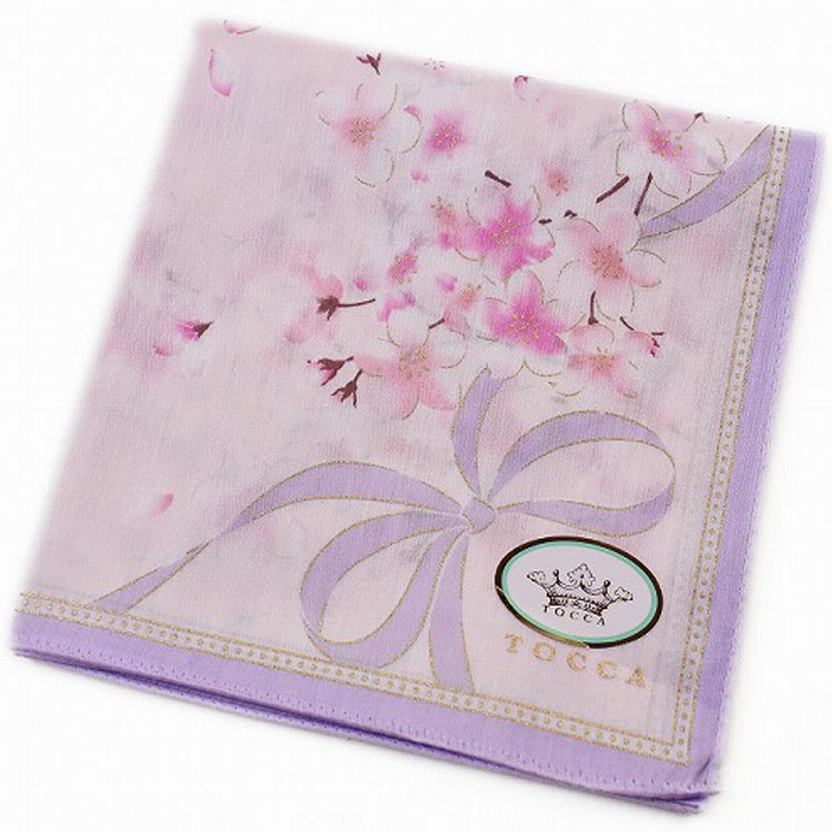 トッカ 大判 ハンカチ レディース 綿 高級 ブランド ハイブランド TOCCA ピンク ライト パープル フラワー 花 桜 女性 婦人 母の日 20代 30代 40代 50代 60代 70代 プレゼント ギフト おしゃれ かわいい 大人 ホワイトデー ポイント消化