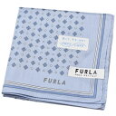 フルラ ハンカチ 1枚 メンズ 綿 ブランド ハイブランド FURLA ライトブルー スクエアードット プリント ロゴ男性 紳士 父の日 実用的 20代 30代 40代 50代 60代 70代 プレゼント ギフト おしゃれ ポイント消化