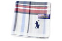 ポロ ラルフローレン ハンカチ 1枚 メンズ 綿 ブランド ハイブランド POLO Ralph Lauren 白 ホワイト × 赤 レッド × 紺 ネイビー チ...