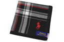 ポロ ラルフローレン ハンカチ 1枚 メンズ 綿 ブランド ハイブランド POLO Ralph Lauren 黒 ブラック × 白 ホワイト × 赤 レッド チ...
