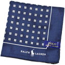 ポロ ラルフローレン 大判 ハンカチ 1枚 メンズ 綿 ブランド ハイブランド POLO Ralph Lauren 紺 ネイビー スクエア ドット プリント 男...