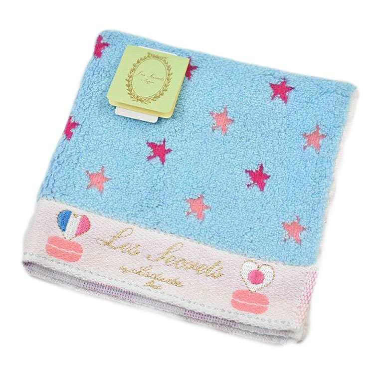 ラデュレ タオルハンカチ タオル ハンカチ 1枚 レディース 綿 高級 ブランド ハイブランド LADUREE ブルー × マルチカラー 星 ハート 国旗モチーフ 女性 婦人 母の日 20代 30代 40代 50代 60代 70代 プレゼント ギフト おしゃれ かわいい 大人 ハンドタオル ポイント消化