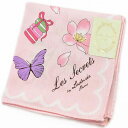 ラデュレ ハンカチ レディース 綿 高級 ブランド ハイブランド LADUREE UREE ライト ピンク 桜 さくら フラワー バタフライ ロゴ 女性 婦人 ...