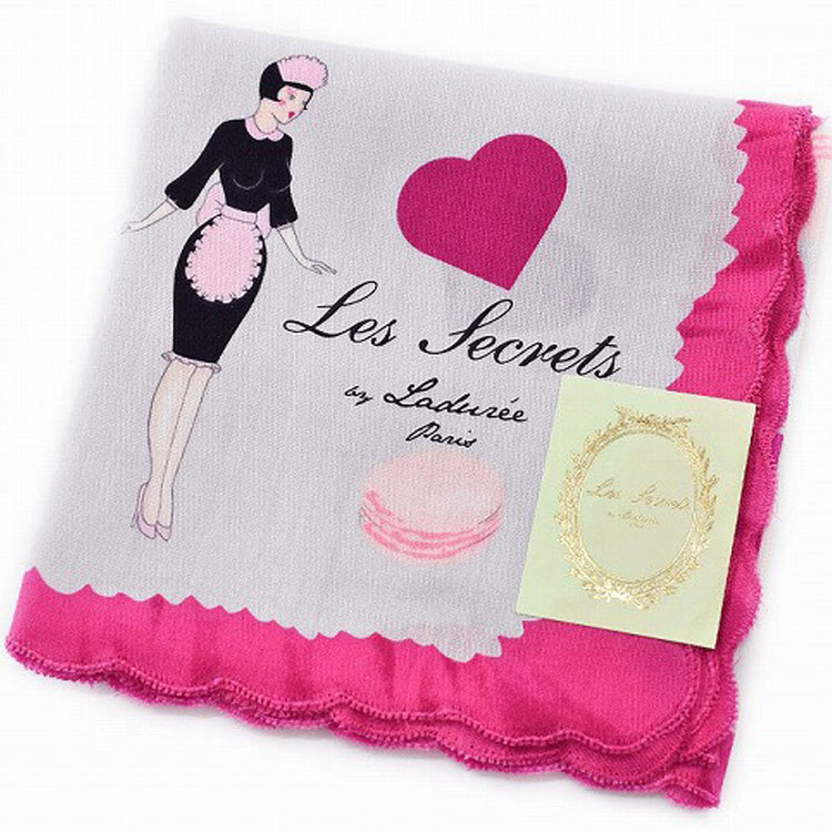 ラデュレ ハンカチ レディース 綿 高級 ブランド ハイブランド LADUREE ライト グレー マカロン ハート メイド デザイン ロゴ 女性 婦人 母の日 ...