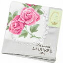 ラデュレ 大判 ハンカチ レディース 綿 高級 ブランド ハイブランド LADUREE 白 ホワイト × ライト グレー フラワー 花 ドレス 鳥かご バード ...