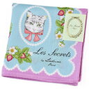 ラデュレ ハンカチ レディース 綿 高級 ブランド ハイブランド LADUREE ライト ブルー × ピンク ネコ 猫 いちご ロゴ 女性 婦人 母の日 20代...