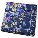 ポロ ラルフローレン 大判 ハンカチ レディース 綿 高級 ブランド POLO Ralph Lauren 紺 ネイビー × ブルー 花 フラワー ロゴ 女性 婦...