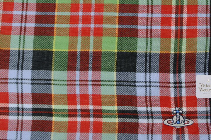 プチショコラのヴィヴィアン ウエストウッド ハンカチ 1枚 メンズ ブランド Vivienne Westwood 赤 レッド 青 ブルー グリーン 黒 ブラック チェック ORB オーブ 刺繍 男性 紳士 父の日 20代 30代 40代 50代 プレゼント ギフト おしゃれ ポイント消化｜アングル2