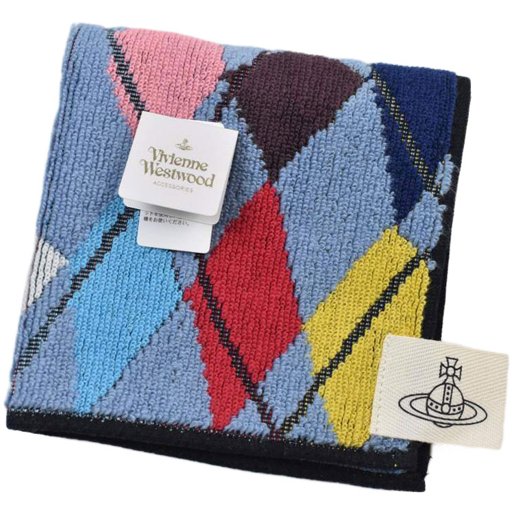 ヴィヴィアン ウエストウッド タオルハンカチ 1枚 レディース ブランド Vivienne Westwood ブルー マルチカラー アーガイルチェック 女性 婦人 ハンドタオル 20代 30代 40代 50代 60代 70代 プレゼント ギフト おしゃれ かわいい 大人 ホワイトデー ポイント消化