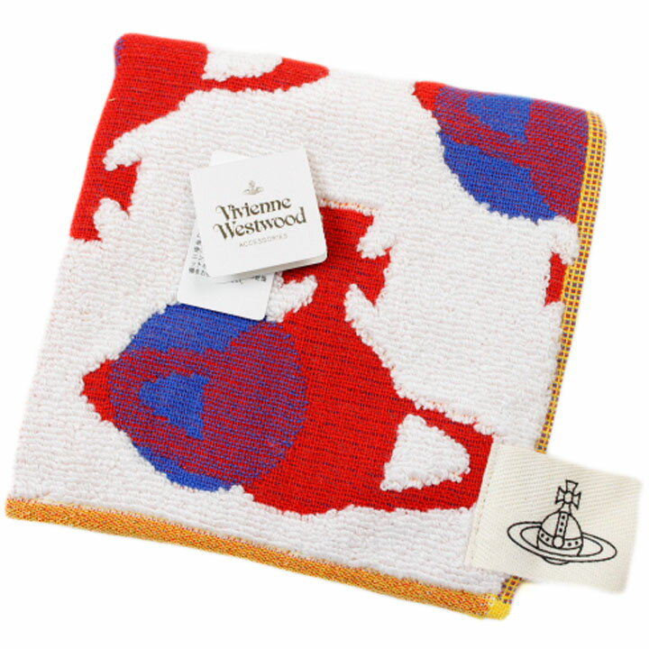 ヴィヴィアン ウエストウッド タオルハンカチ 1枚 レディース ブランド Vivienne Westwood ホワイト 白 レッド 赤 ORB オーブ デザイン ロゴ 女性 婦人 ハンドタオル