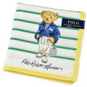 ポロ ラルフローレン ハンカチ レディース ポロベア ベア くま 綿 高級 ブランド ハイブランド POLO Ralph Lauren 白 グリーン ボーダー ...