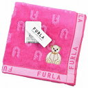 フルラ タオルハンカチ タオル ハンカチ 1枚 レディース 綿 高級 ブランド ハイブランド FURLA ピンク ロゴ ベア くま 刺繍 女性 婦人 母の日 20代 30代 40代 50代 60代 70代 プレゼント ギフト おしゃれ かわいい 大人 ハンドタオル ホワイトデー ポイント消化