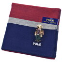 ポロ ラルフローレン ハンカチ 1枚 メンズ ポロベア ベア くま 綿 ブランド ハイブランド POLO Ralph Lauren 紺 ネイビー × 赤 レッド...