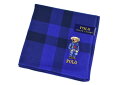 ポロ ラルフローレン ハンカチ 1枚 メンズ ポロベア ベア くま 綿 ブランド ハイブランド POLO Ralph Lauren 青 ブルー × 濃紺 ダーク...