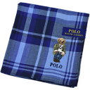 ポロ ラルフローレン ハンカチ 1枚 メンズ ポロベア ベア くま 綿 ブランド ハイブランド POLO Ralph Lauren 青 ブルー × 紺 ネイビー...