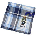 ポロ ラルフローレン ハンカチ 1枚 メンズ ポロベア ベア くま 綿 ブランド ハイブランド POLO Ralph Lauren 白 ホワイト × 紺 ネイビ...