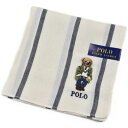 ポロ ラルフローレン ハンカチ 1枚 メンズ ポロベア ベア くま 綿 ブランド ハイブランド POLO Ralph Lauren 白 ホワイト × 紺 ネイビ...