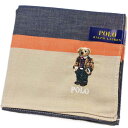 ポロ ラルフローレン ハンカチ 1枚 メンズ ポロベア ベア くま 綿 ブランド ハイブランド POLO Ralph Lauren ベージュ × 紺 ネイビー × オレンジ ボーダー ロゴ 刺繍 男性 紳士 父の日 実用的 20代 30代 40代 50代 60代 70代 プレゼント ギフト おしゃれ ポイント消化