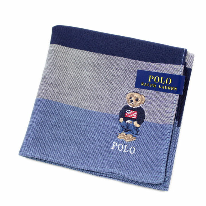 ポロ ラルフローレン ハンカチ 1枚 メンズ ポロベア ベア くま 綿 ブランド ハイブランド POLO Ralph Lauren ブルー ネイビー グレー ボーダー ロゴ 刺繍 男性 紳士 父の日 実用的 20代 30代 40代 50代 60代 70代 プレゼント ギフト おしゃれ ポイント消化
