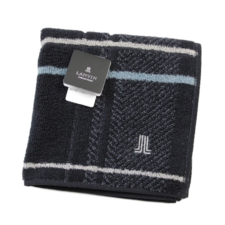 ランバン コレクション タオルハンカチ タオル ハンカチ 1枚 メンズ 綿 ブランド ハイブランド LANVIN COLLECTION ブラック グレー パープル チェック ロゴ 刺繍 男性 紳士 父の日 20代 30代 40代 50代 60代 70代 プレゼント ギフト おしゃれ ハンドタオル ポイント消化