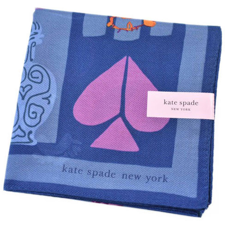 ケイトスペード ニューヨーク 大判 ハンカチ シルク 混 レディース 綿 高級 ブランド ハイブランド kate spade new york ネイビー ブルー ロゴ ケート 女性 婦人 母の日 20代 30代 40代 50代 60代 70代 プレゼント ギフト おしゃれ かわいい 大人 ホワイトデー ポイント消化
