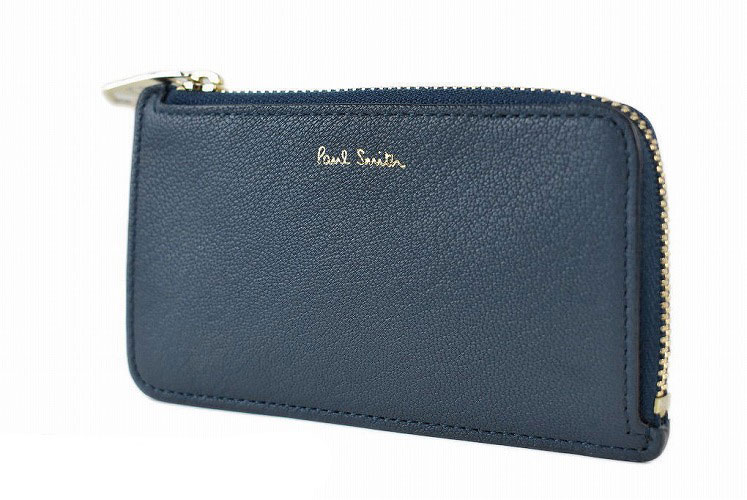 ポールスミス キーケース 小銭入れ コインケース カードケース メンズ ブランド Paul Smith カラースロット L字 ファスナー 専用箱付 ネイビー ブルー 男性 紳士 本革 BPS051 父の日