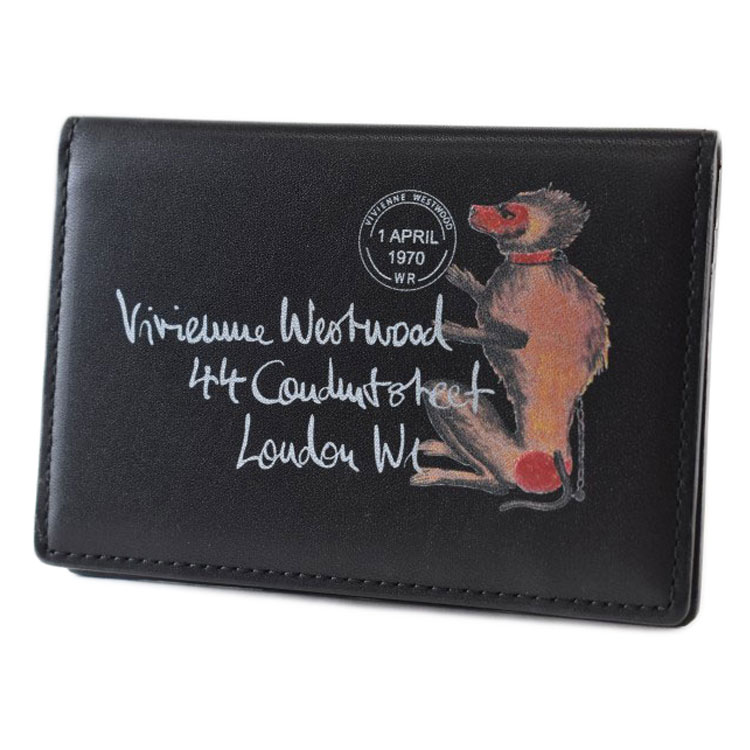ヴィヴィアン ウエストウッド パスケース 定期入れ カードケース 二つ折り メンズ ブランド ハイブランド Vivienne Westwood モンキー＆タイガー 専用箱付 黒 ブラック おしゃれ 20代 30代 40代 50代 名刺入れ 男性 紳士 本革 VWK470