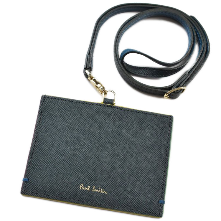 ポールスミス IDカードホルダー IDカードケース IDケース メンズ ブランド 社員証 ケース ネックストラップ パスケース 本革 革 おしゃれ ポケット付 Paul Smith カラードエッジ 箱無し ティールグリーン 訳あり 男性 紳士 BPS758