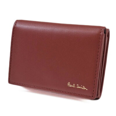 ポールスミス ミニ財布 三つ折り 財布 コンパクト メンズ ブランド Paul Smith マルチストライプ トリムインサイド フラップ 専用箱付 赤 レンガ ダークオレンジ 男性 紳士 本革 BPS203