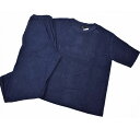 ランバン コレクション パジャマ メンズ 夏用 半袖 綿 ブランド LANVIN COLLECTION タオル地 パイル ネイビー ロゴ 六分袖 九分丈パンツ ...