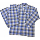 ランバン コレクション パジャマ メンズ ブランド LANVIN COLLECTION ブルー ベージュ チェック 長袖 ロングパンツ 前開き テーラードパジャ...