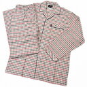ランバン コレクション パジャマ メンズ ブランド LANVIN COLLECTION ベージュ チェック 綿100 長袖 ロングパンツ 前開き テーラードパジ...