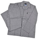 ランバン コレクション パジャマ メンズ ブランド LANVIN COLLECTION グレー チェック 綿100 長袖 ロングパンツ 前開き テーラードパジャ...