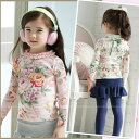 メール便 OK 長袖 カットソー Tシャツ シャーリング フリル × フラワー リボン ピンク ホワイト 花柄 100cm 110cm 120cm 130cm ...