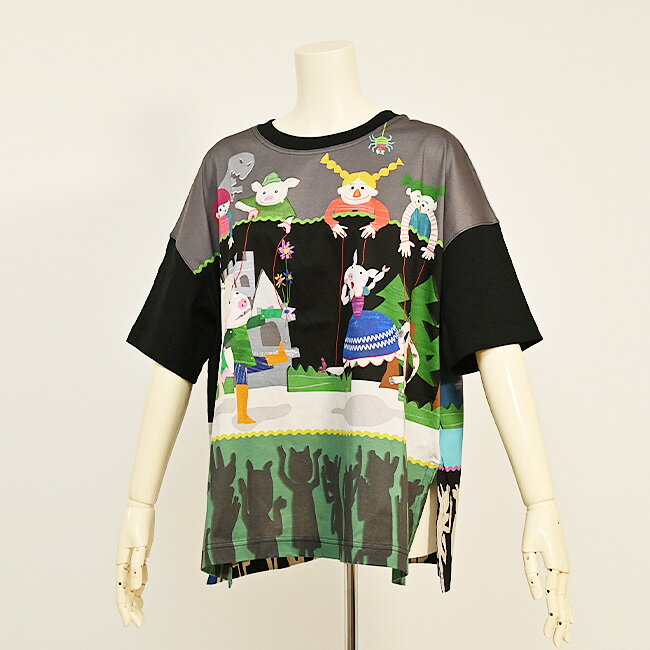 【 30%OFF SALE 】 オレボレブラ OLLEBOREBLA アルベロベロ ぶたさん マリオネット プリント やわらか 天竺 カットソー 2025夏 M カラフル モノトーン