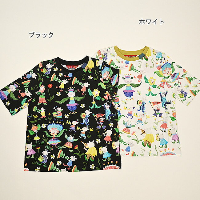 【 40%OFF SALE 】 オレボレブラ OLLEBOREBLA アルベロベロ フラワーチルドレン プリント クルーネック カットソー M ホワイト ブラック