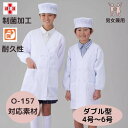 アプロンアパレル 給食衣(ダブル型)白色 4号 5号 6号 給食服 給食エプロン 給食着 白 かっぽう着 給食白衣 給食衣 白衣 制菌加工 前ボタン 子供用 給...