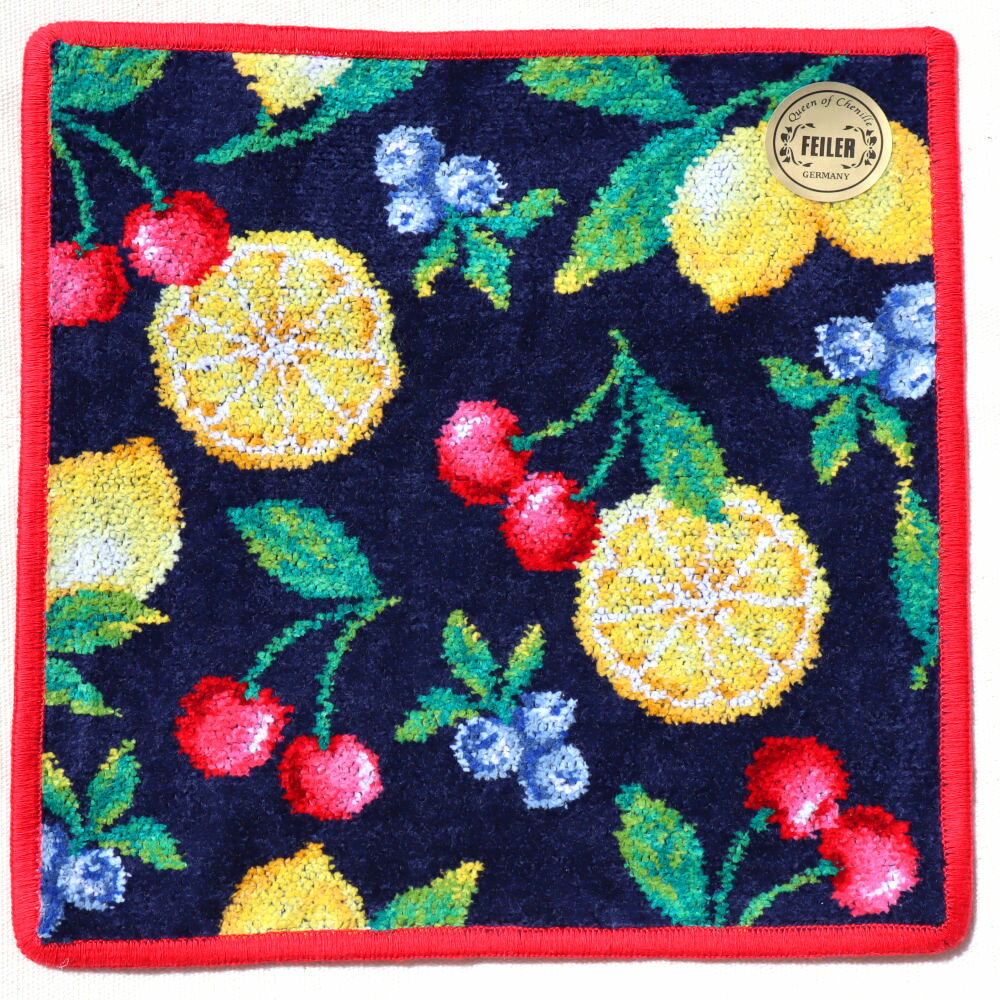 フェイラー ハンカチ ラフルッタ 25cm×25cm ネイビー/赤 フェイラージャパン LA FRUTTA