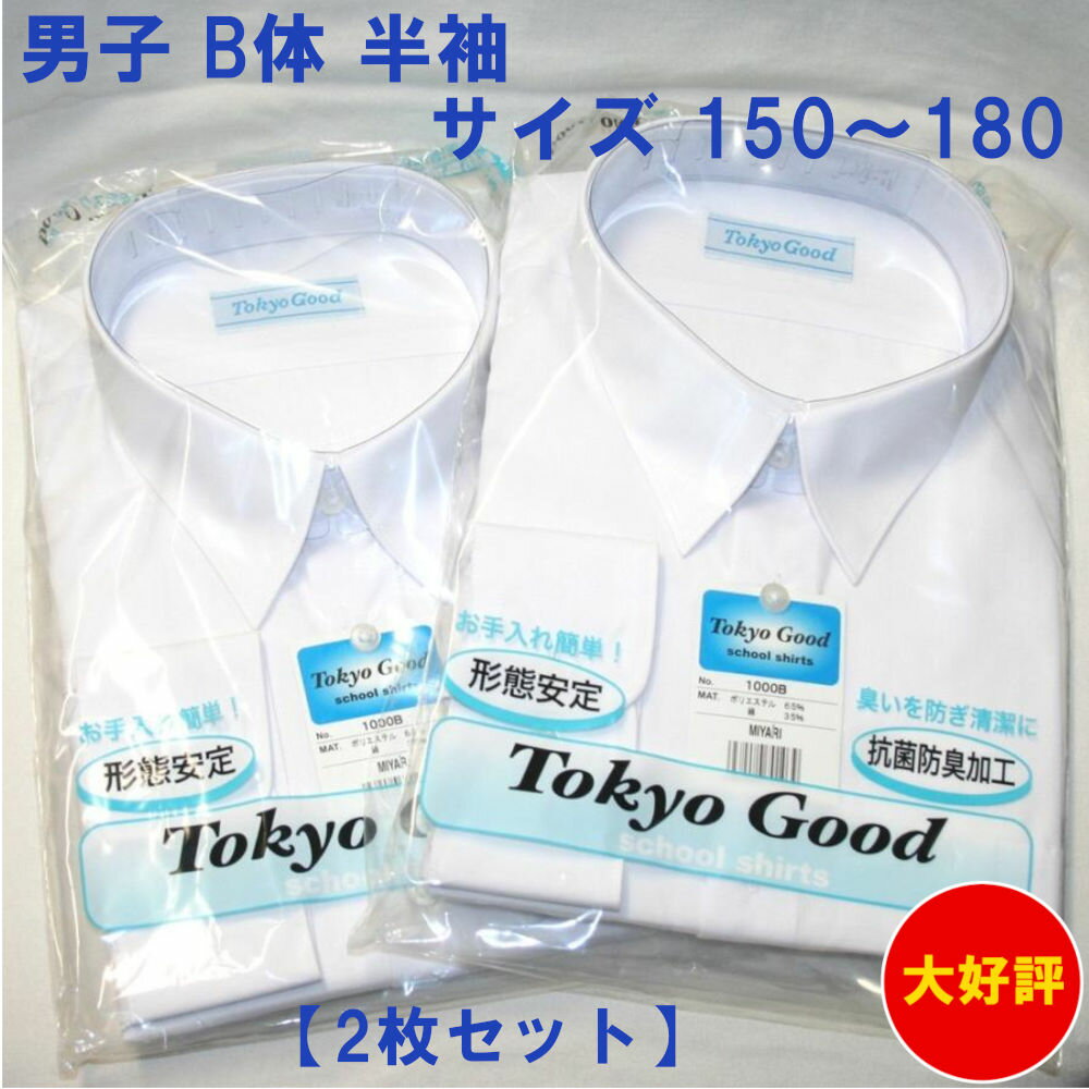 スクールシャツ 150〜180 B体 半袖 スクール Yシャツ 2枚セット 男子ワイシャツ 形態安定 防菌防臭効果B体 男子【サイズ:150〜180 B体】【男子ワイシャツ】