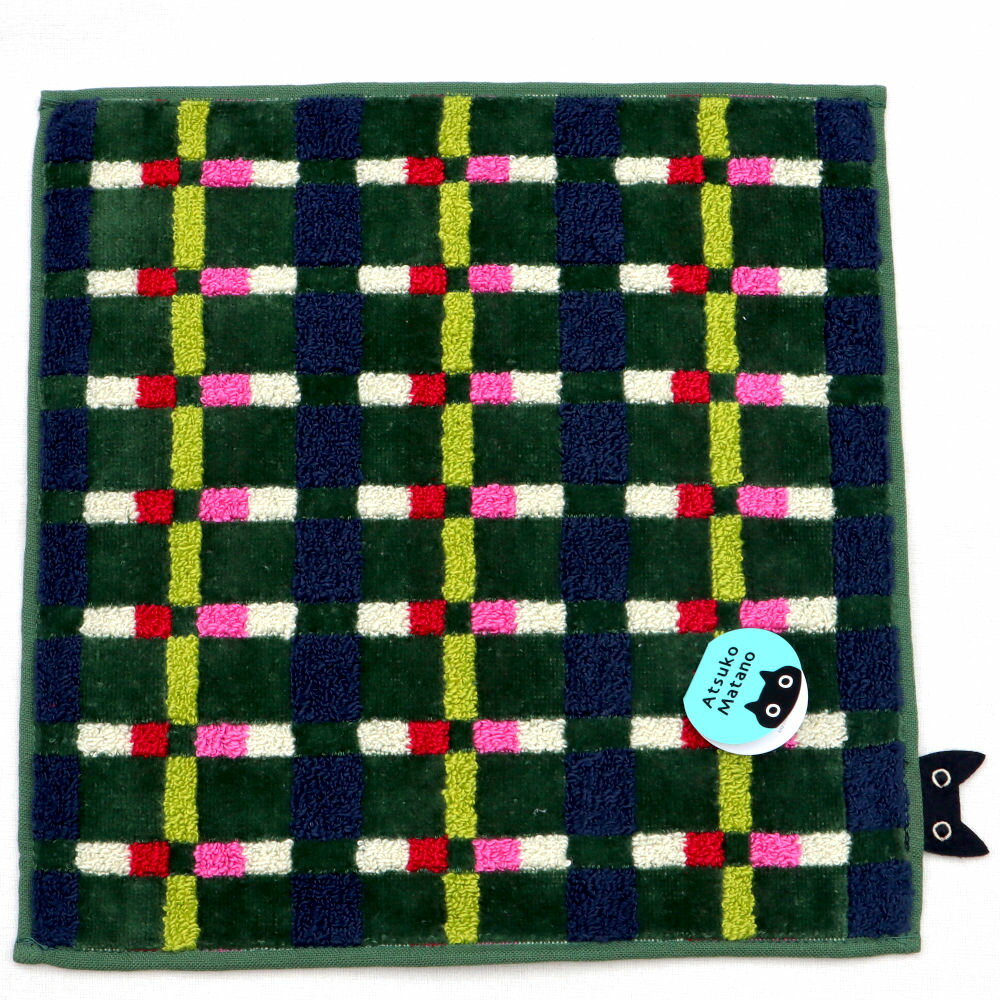 アツコマタノ Atsuko Matano タオルハンカチ カジュアルなチェック 定番チェック グリーン 25cm 今治 日本製