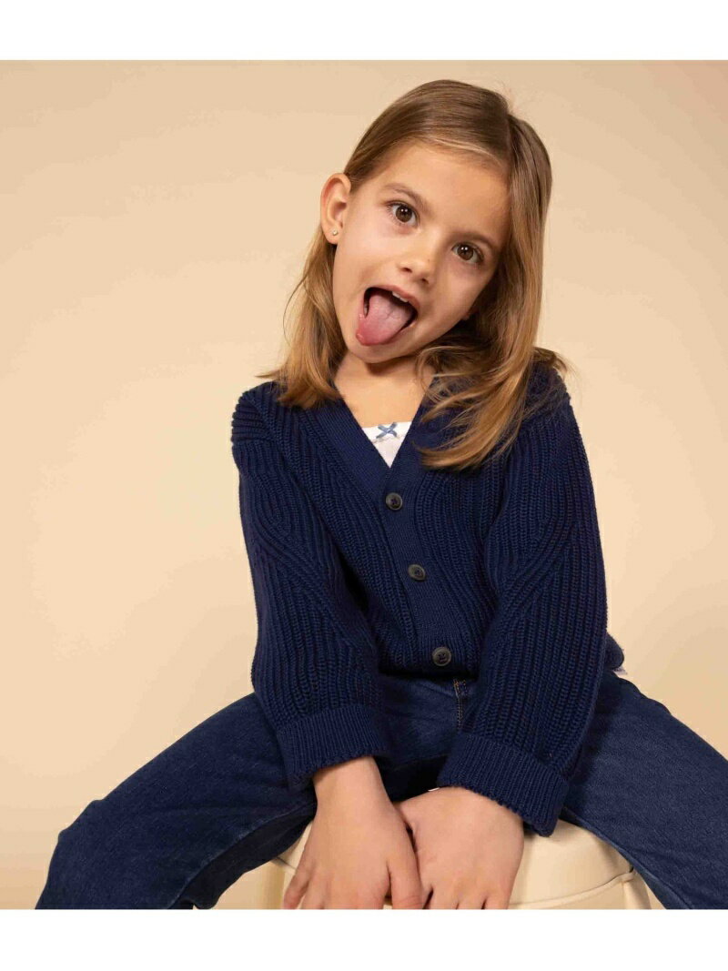 【SALE／30%OFF】コットンニットカーディガン PETIT BATEAU プチバトー トップス カーディガン ブルー【RBA_E】【送料無料】[Rakuten Fashion]